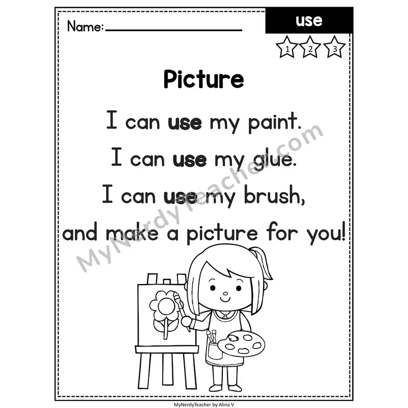 Fry Editable Sight Word Poem — Use