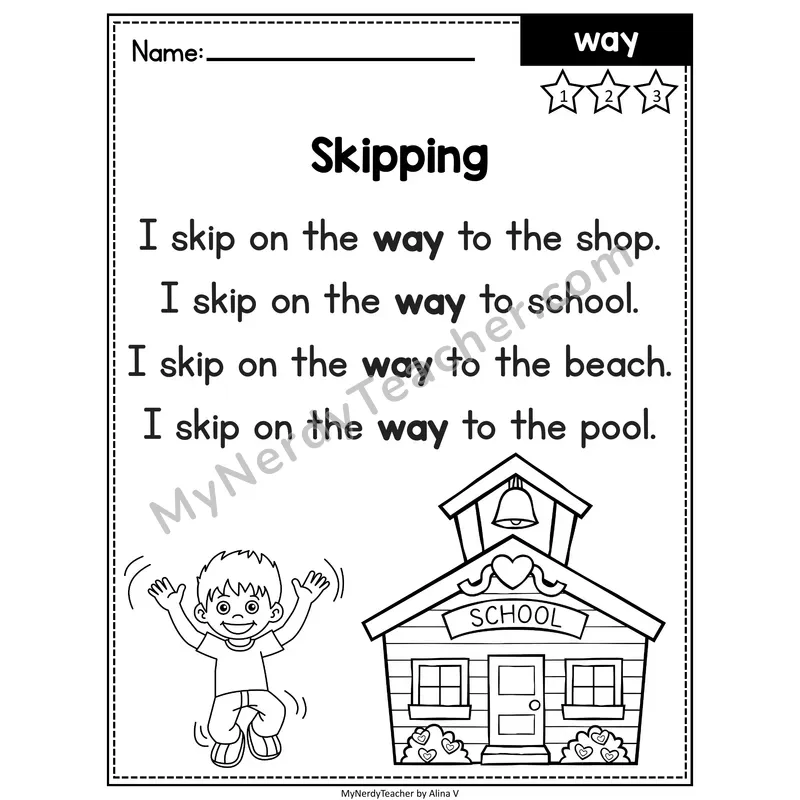 Fry Editable Sight Word Poem — Way