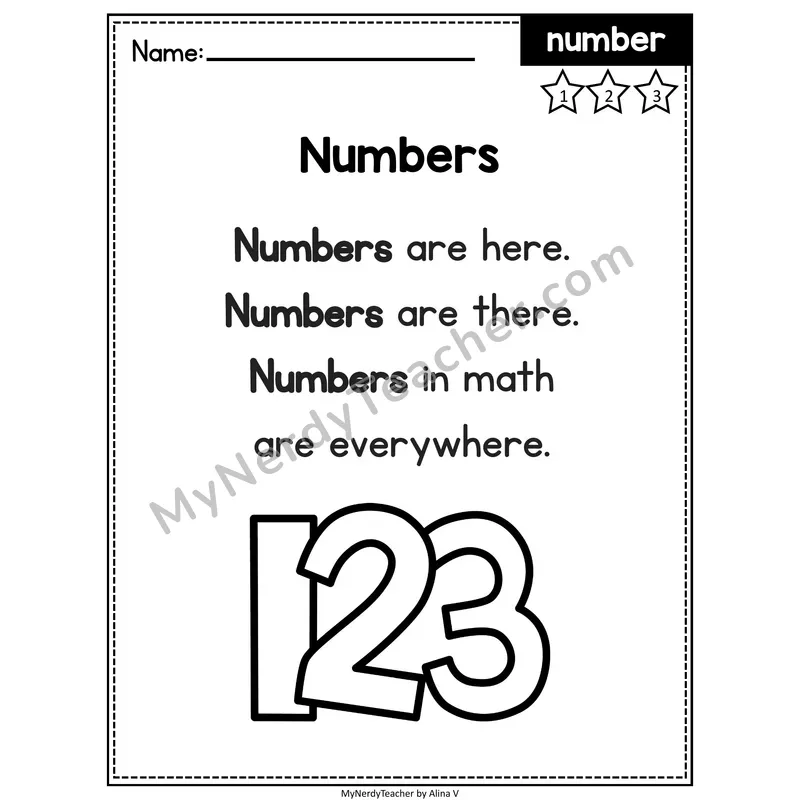 Fry Editable Sight Word Poem — Number