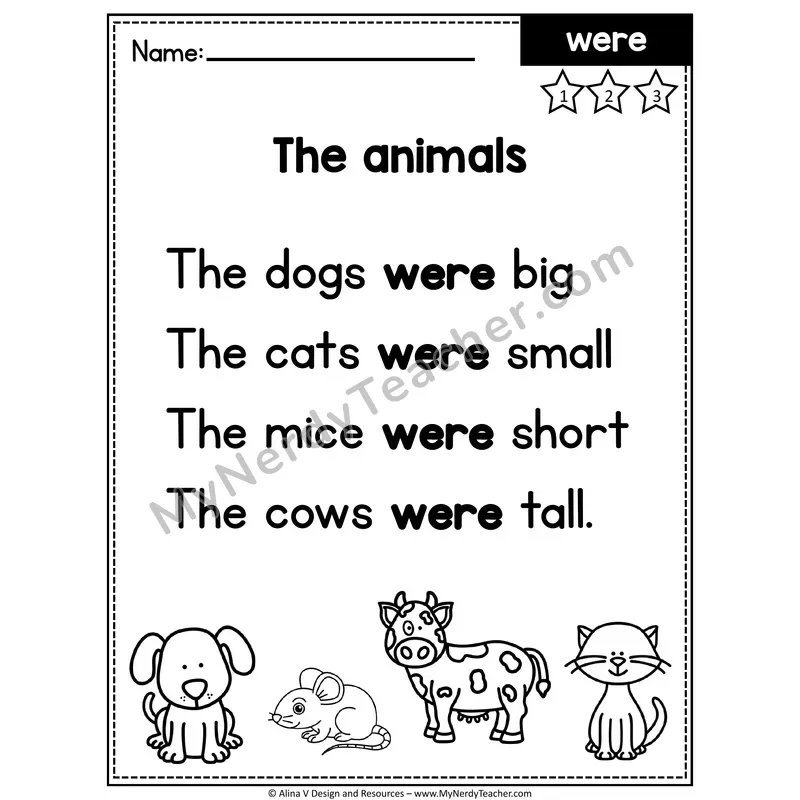1st Grade Editable Sight Word Poem — Were