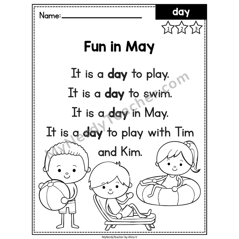 Fry Editable Sight Word Poem — Day