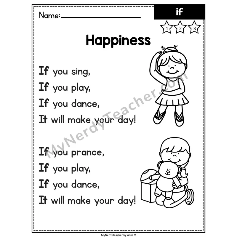 Fry Editable Sight Word Poem — If