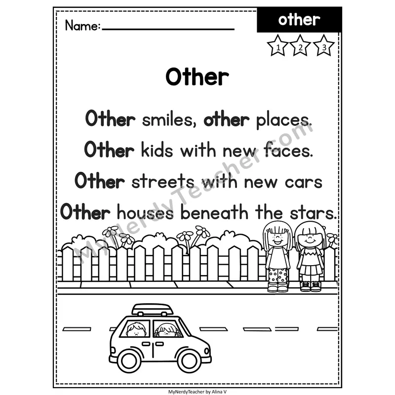 Fry Editable Sight Word Poem — Other