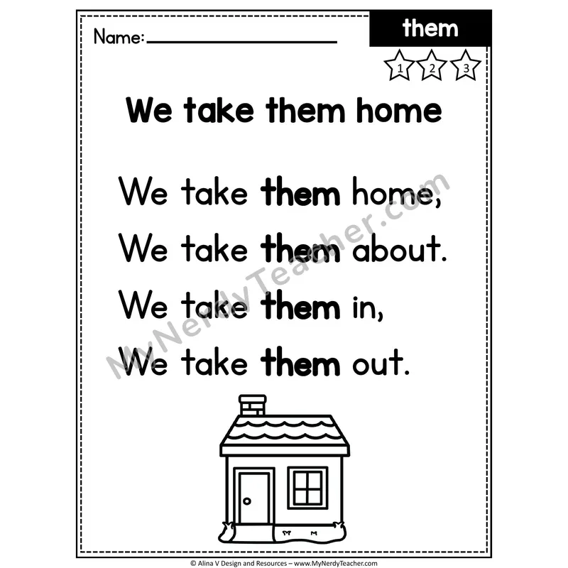 1st Grade Editable Sight Word Poem — Them