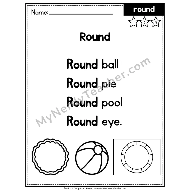 1st Grade Editable Sight Word Poem — Round
