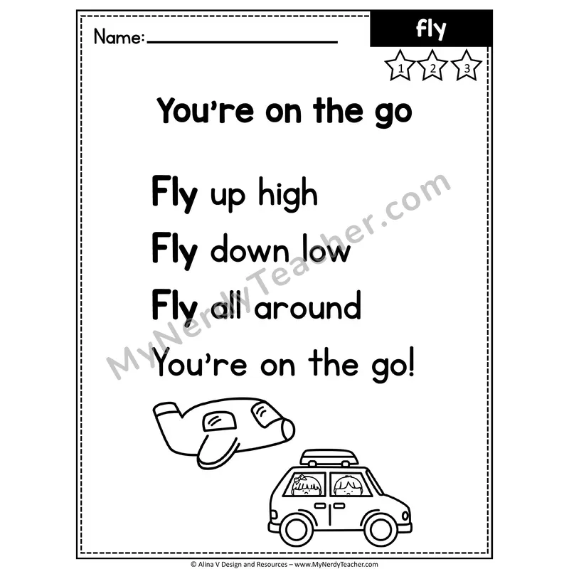 1st Grade Editable Sight Word Poem — Fly