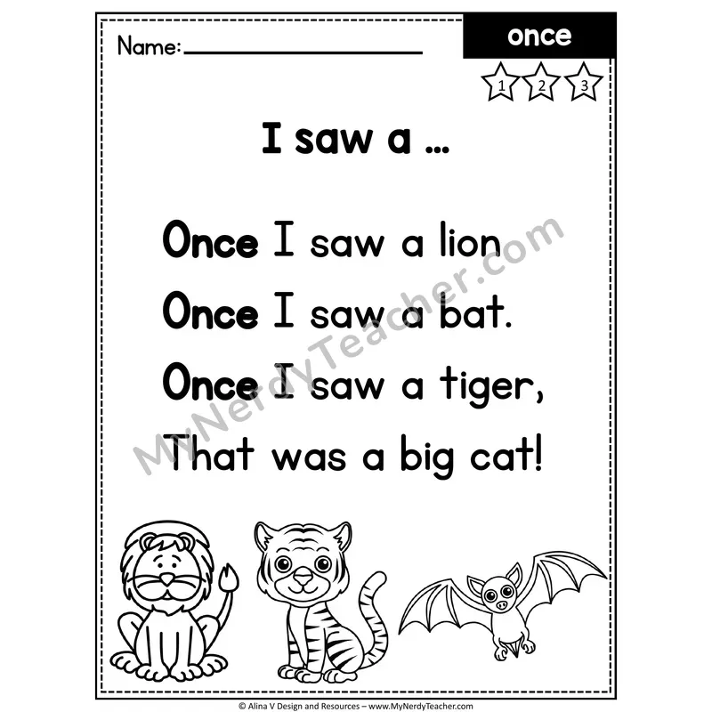 1st Grade Editable Sight Word Poem — Once