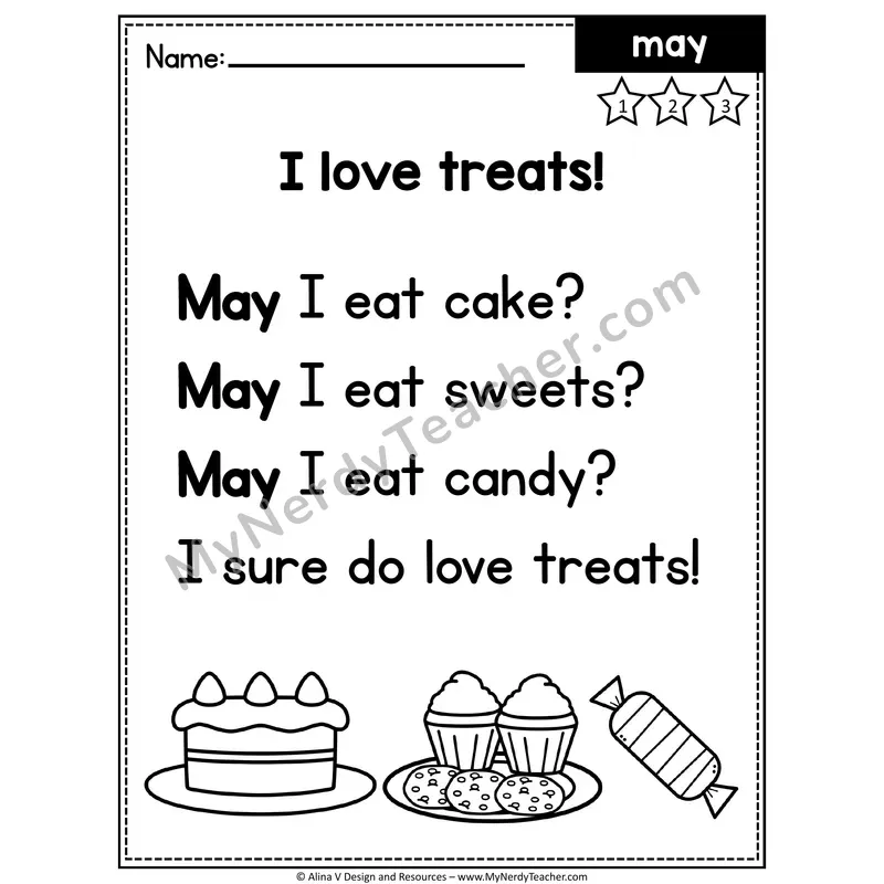 1st Grade Editable Sight Word Poem — May
