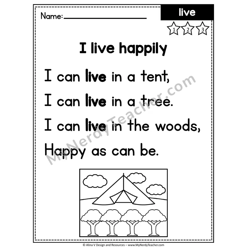 1st Grade Editable Sight Word Poem — Live