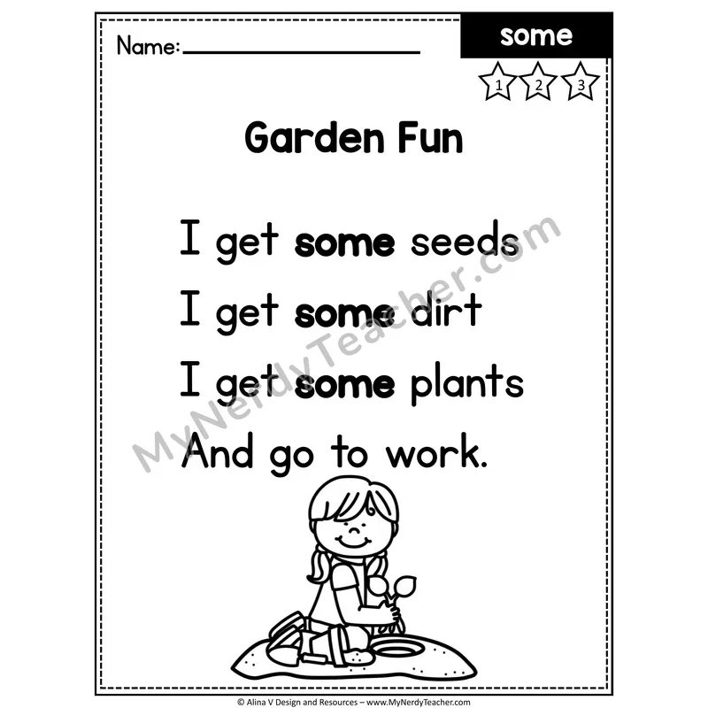 1st Grade Editable Sight Word Poem — Some