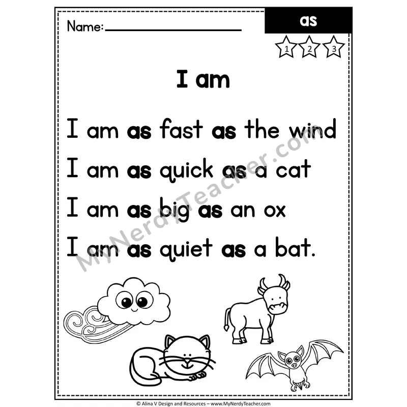 1st Grade Editable Sight Word Poem — As