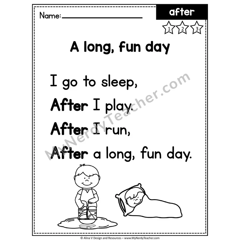 1st Grade Editable Sight Word Poem — After