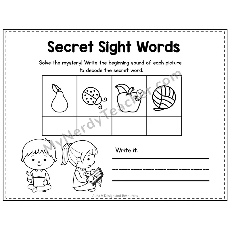 Pre-K Secret Sight Word Puzzle — Play