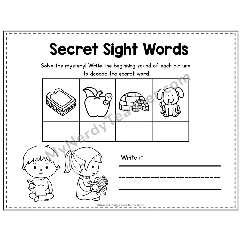 Pre-K Secret Sight Word Puzzle — Said
