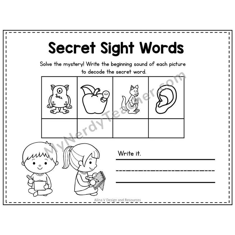 Pre-K Secret Sight Word Puzzle — Make