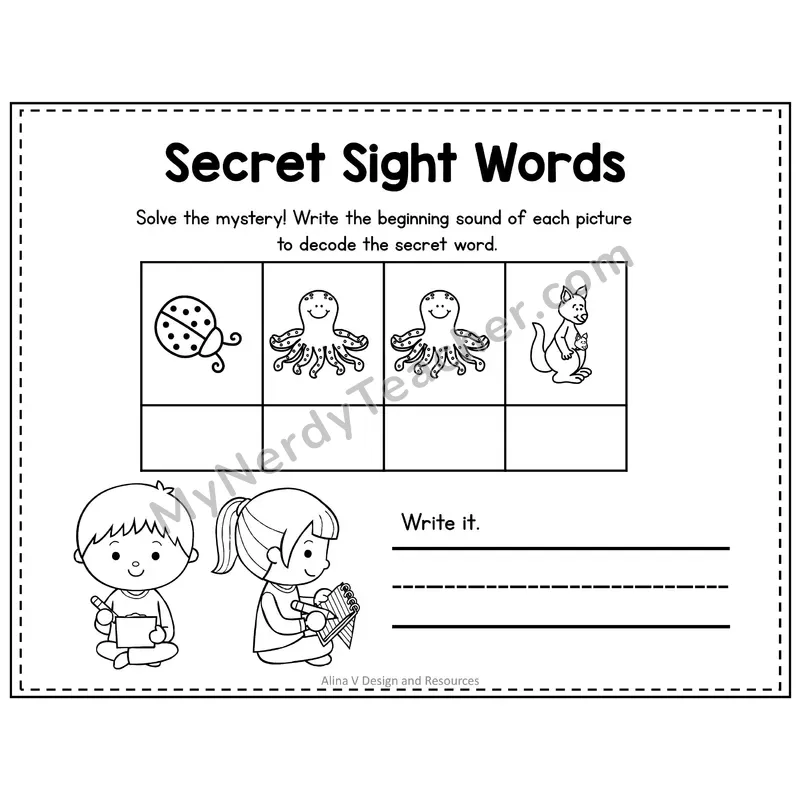 Pre-K Secret Sight Word Puzzle — Look