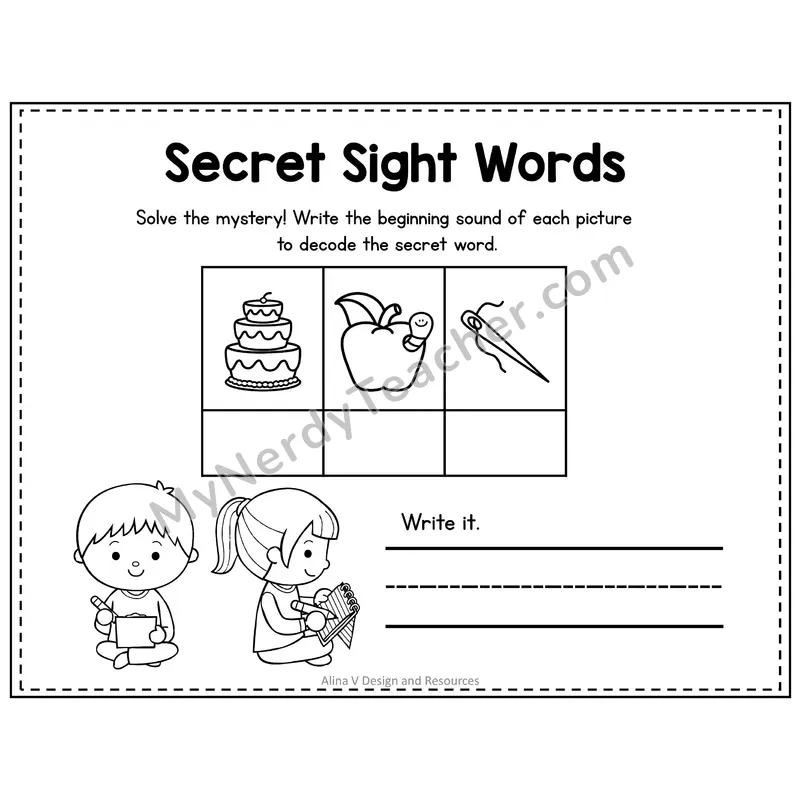 Pre-K Secret Sight Word Puzzle — Can