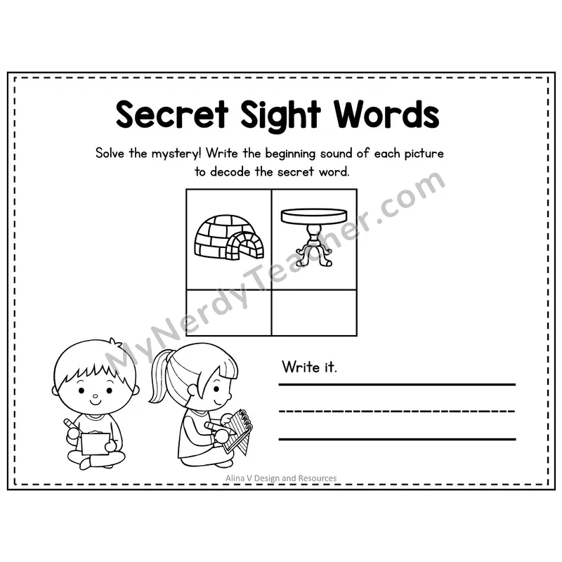 Pre-K Secret Sight Word Puzzle — It