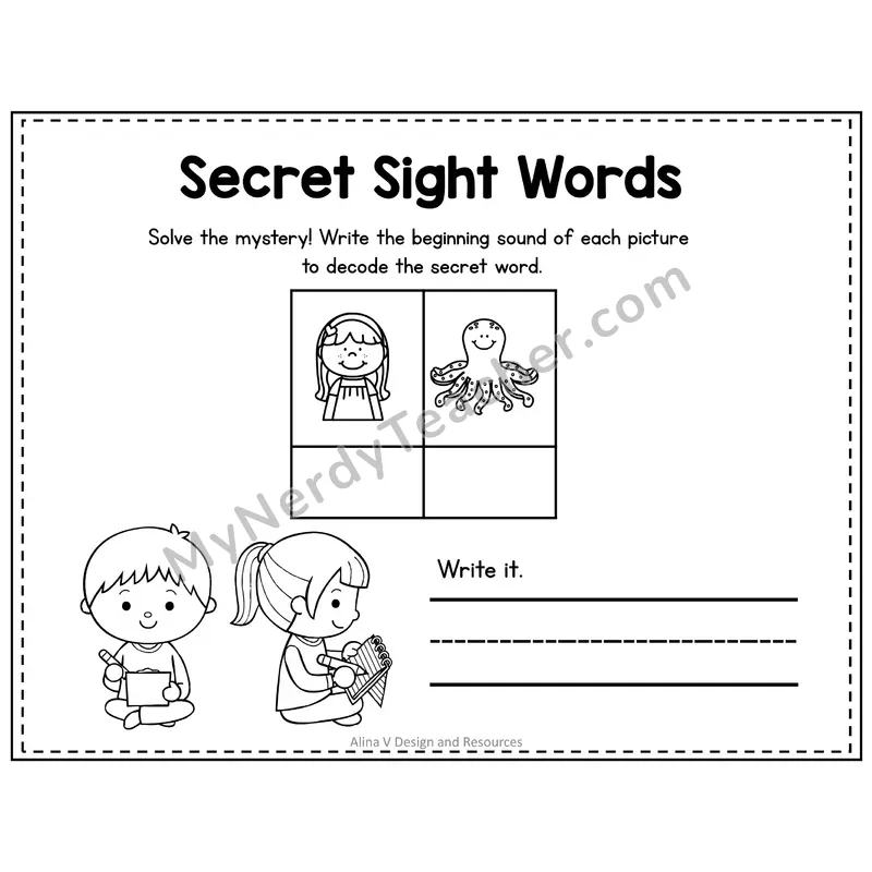 Pre-K Secret Sight Word Puzzle — Go