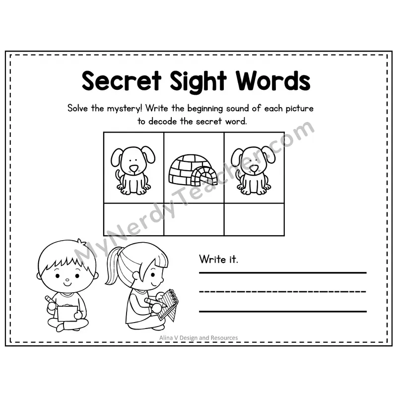 Kindergarten Secret Sight Word Puzzle — Puzzle 06