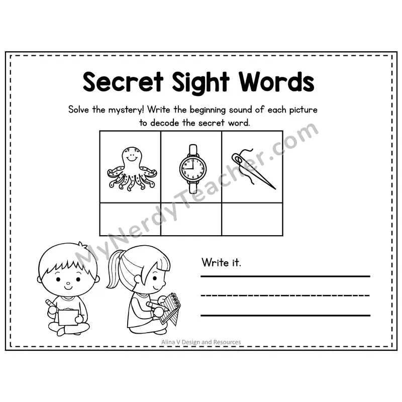 3rd Grade Secret Sight Word Puzzle — Puzzle 01
