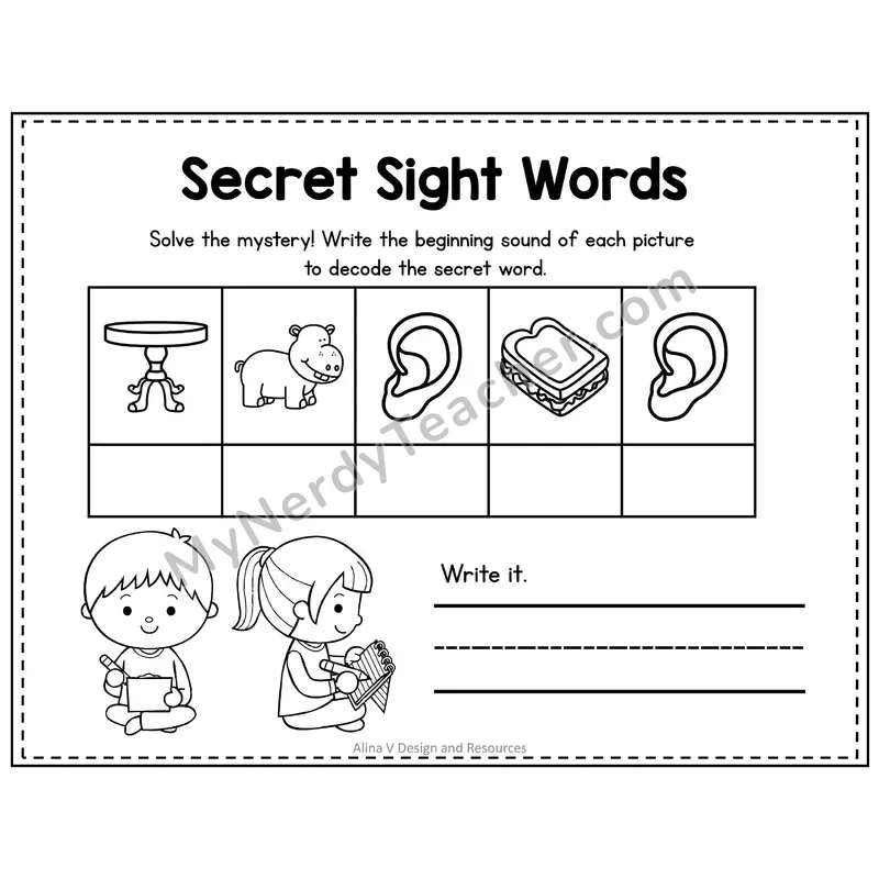 2nd Grade Secret Sight Word Puzzle — Puzzle 34