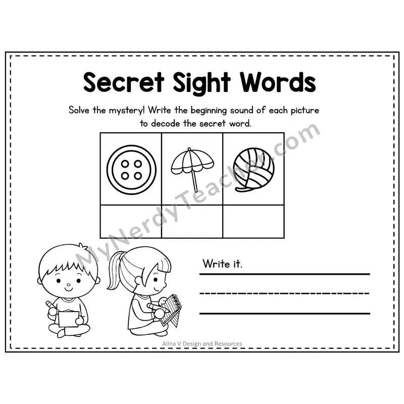 2nd Grade Secret Sight Word Puzzle — Puzzle 03