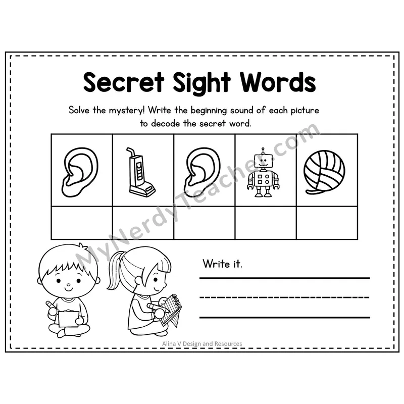 1st Grade Secret Sight Word Puzzle — Puzzle 28