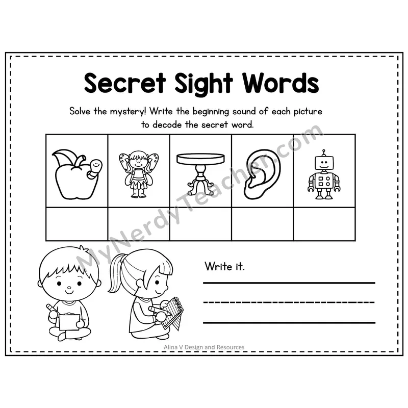 1st Grade Secret Sight Word Puzzle — Puzzle 26