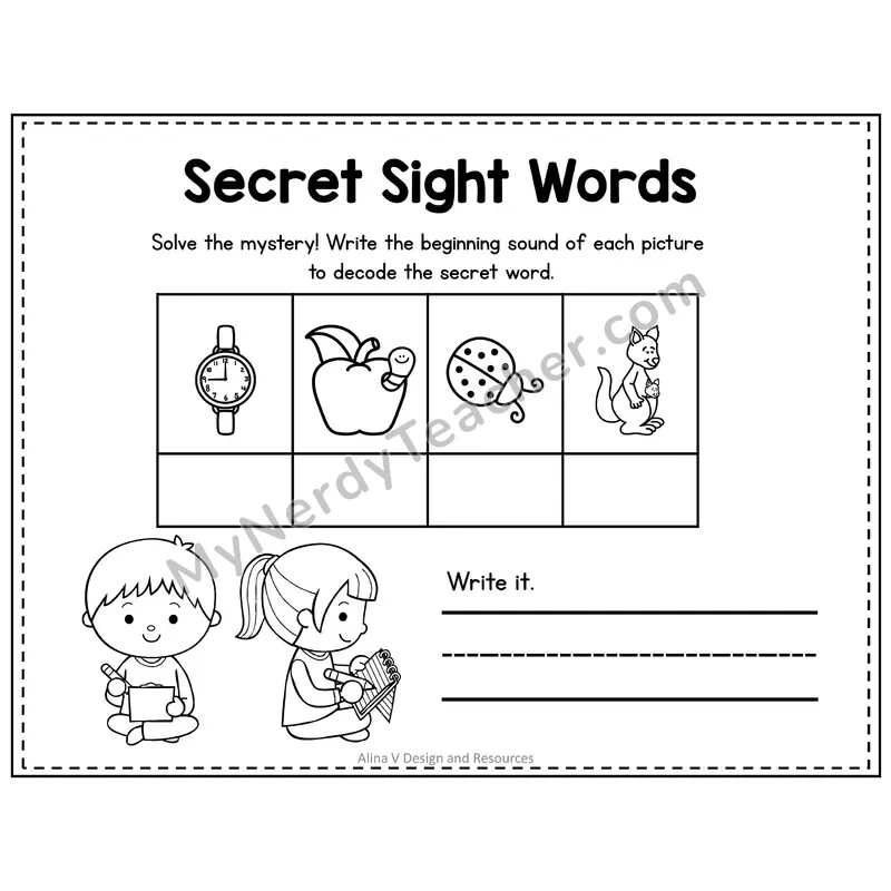 1st Grade Secret Sight Word Puzzle — Puzzle 24