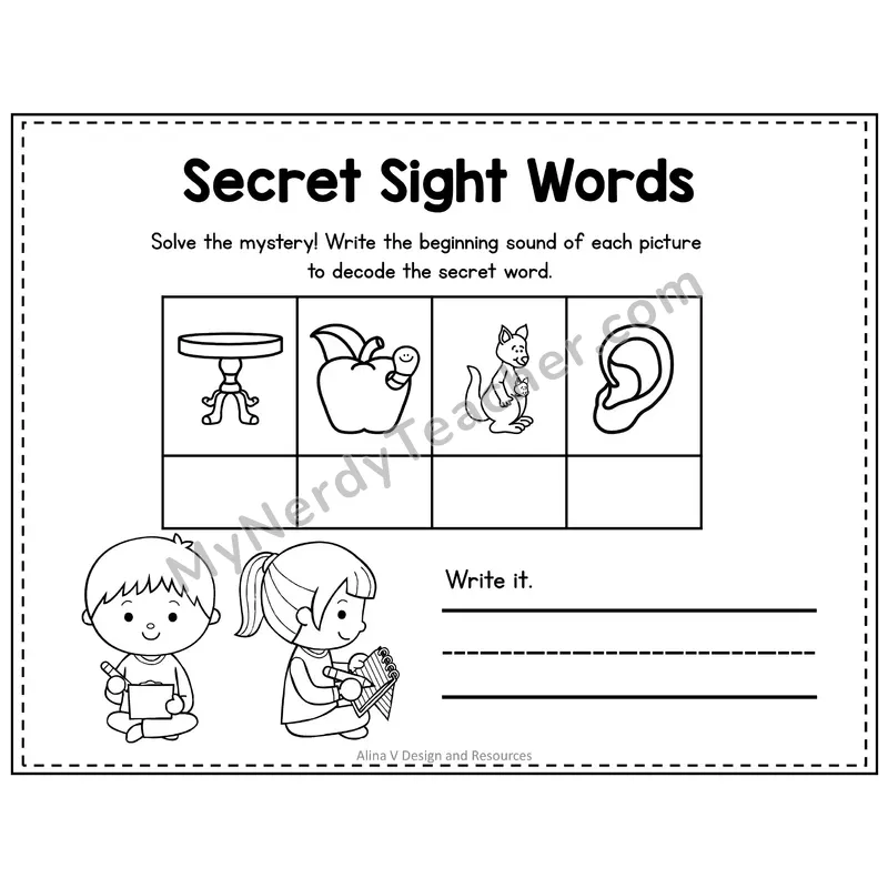 1st Grade Secret Sight Word Puzzle — Puzzle 21
