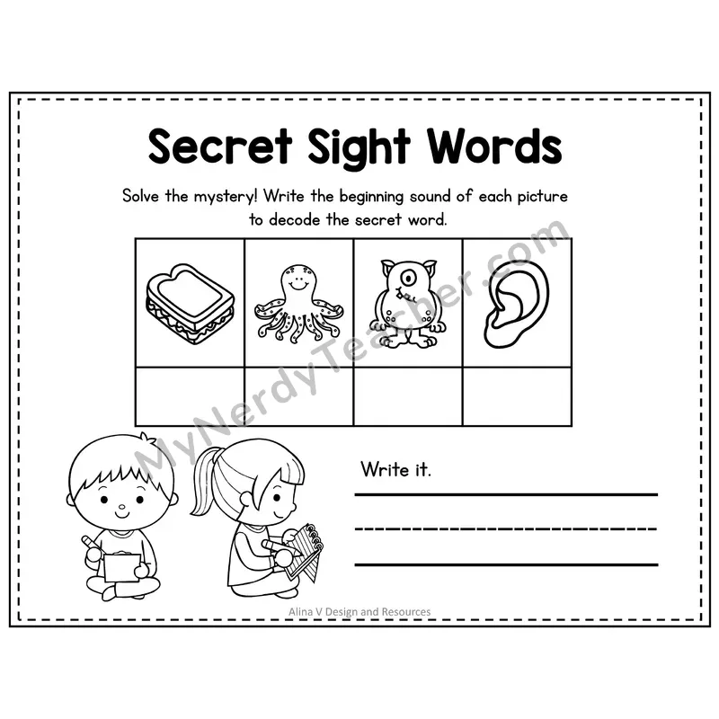1st Grade Secret Sight Word Puzzle — Puzzle 19