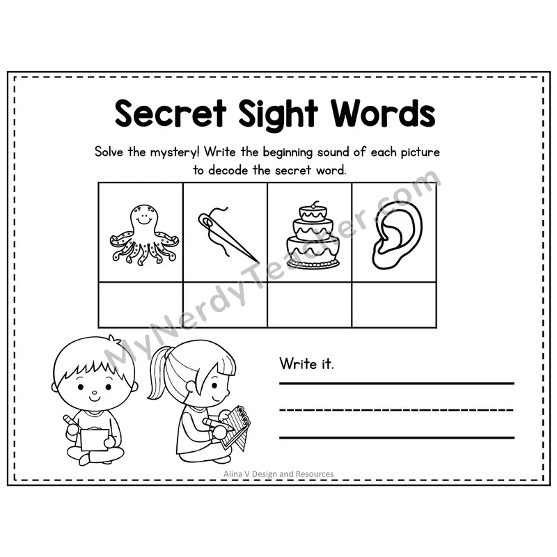 1st Grade Secret Sight Word Puzzle — Puzzle 16