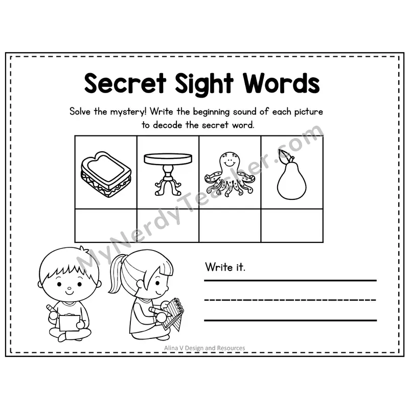 1st Grade Secret Sight Word Puzzle — Puzzle 20