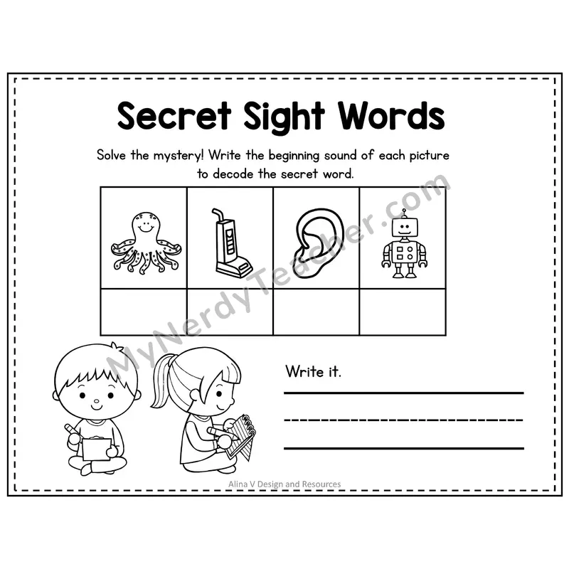 1st Grade Secret Sight Word Puzzle — Puzzle 18