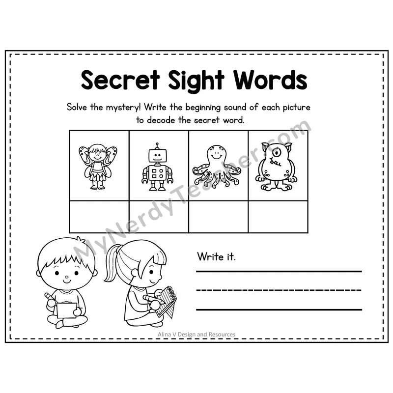 1st Grade Secret Sight Word Puzzle — Puzzle 12