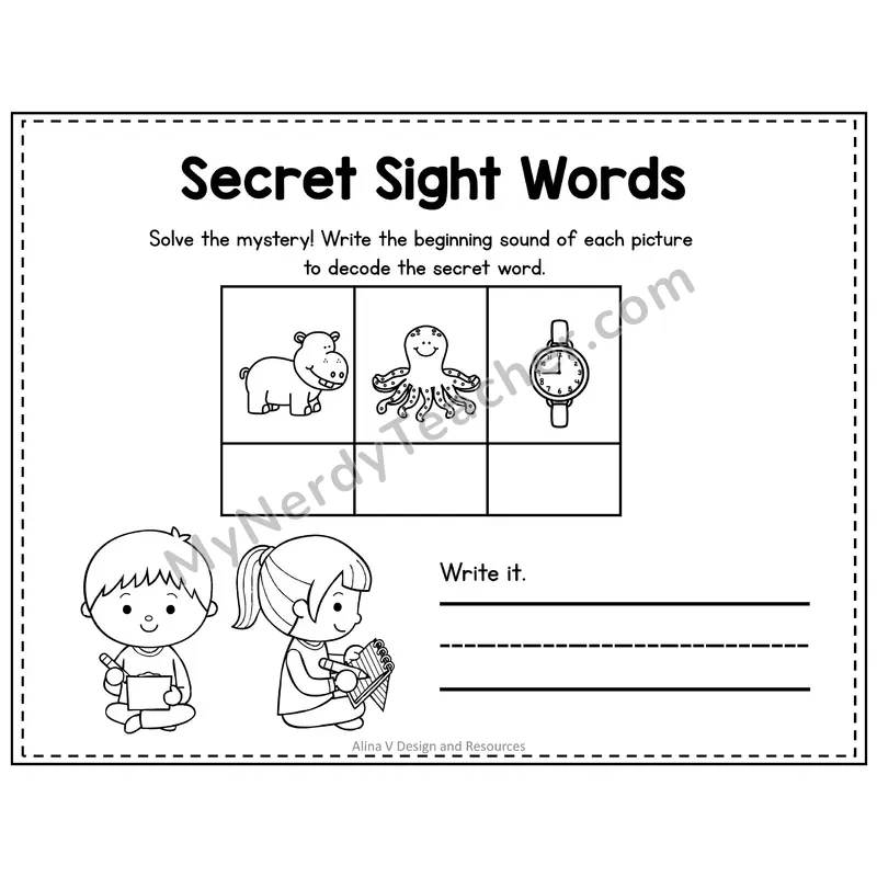 1st Grade Secret Sight Word Puzzle — Puzzle 09