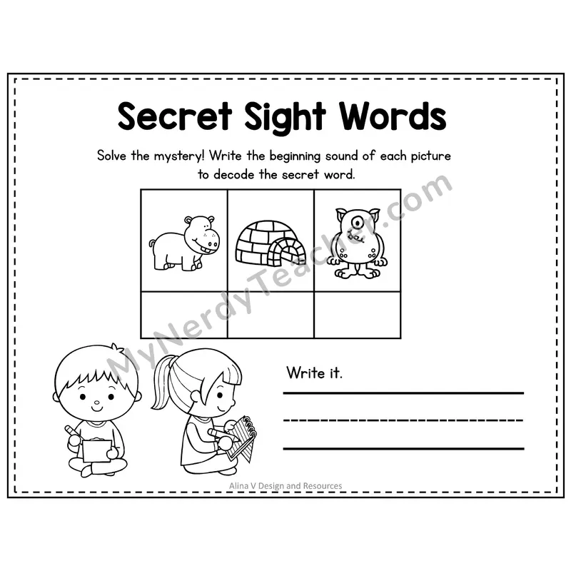 1st Grade Secret Sight Word Puzzle — Puzzle 07