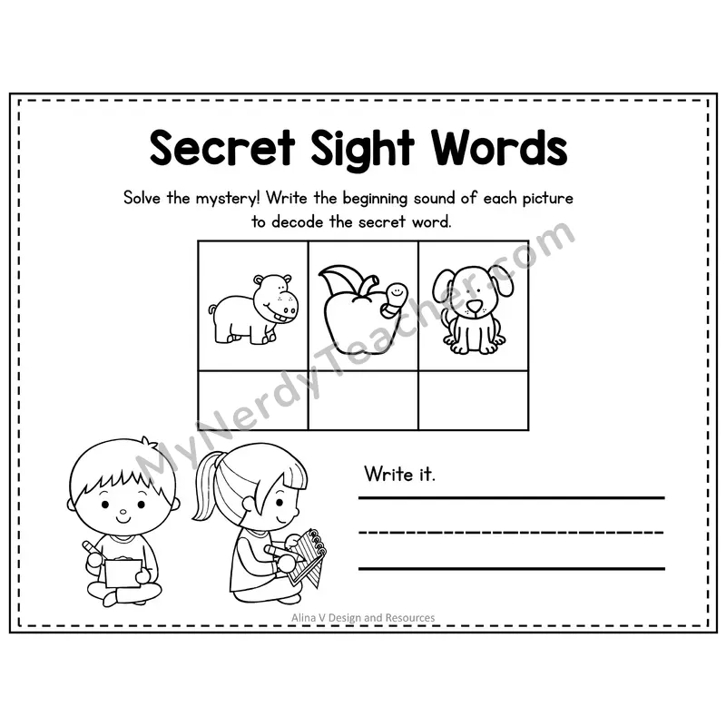 1st Grade Secret Sight Word Puzzle — Puzzle 04