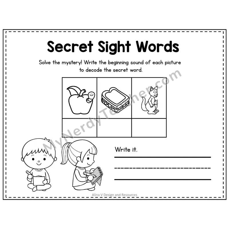 1st Grade Secret Sight Word Puzzle — Puzzle 02