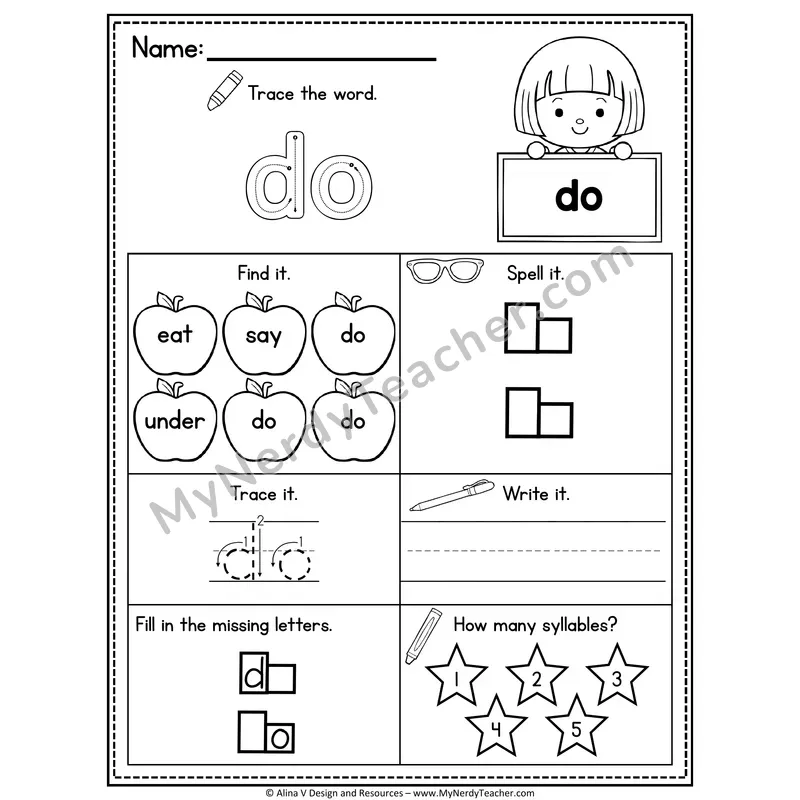 Kindergarten Sight Word Worksheet — Do