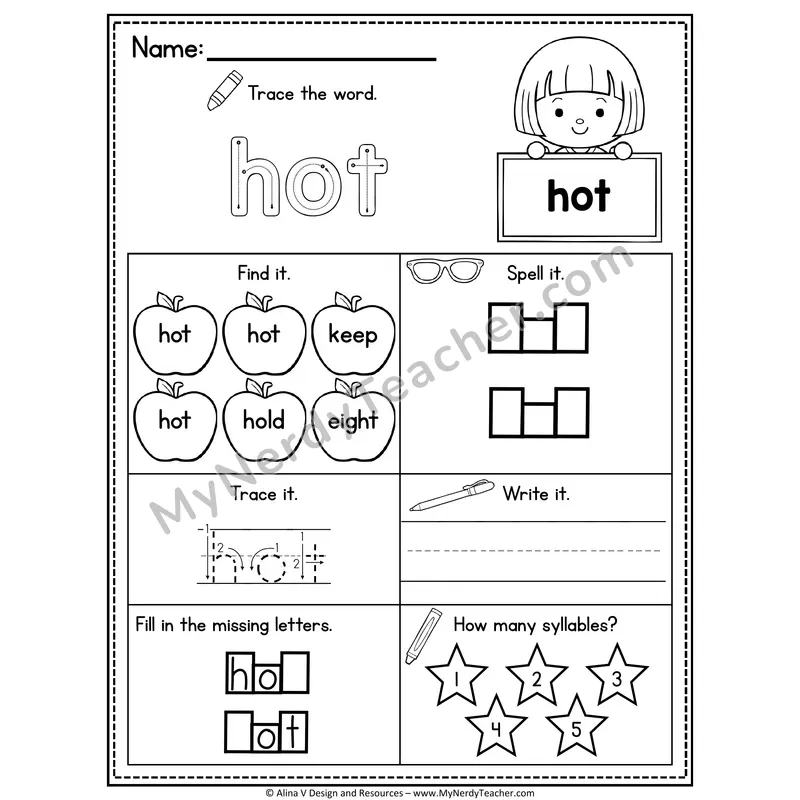 3rd Grade Sight Word Worksheet — Hot