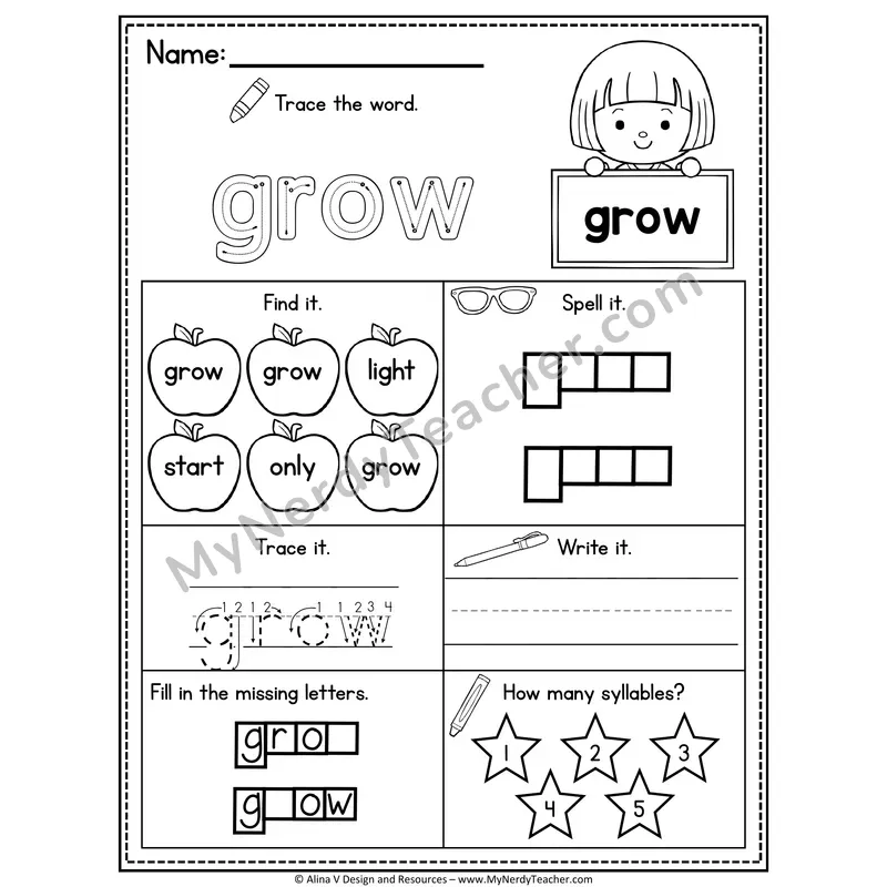 3rd Grade Sight Word Worksheet — Grow