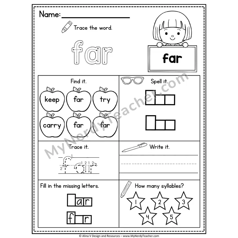 3rd Grade Sight Word Worksheet — Far