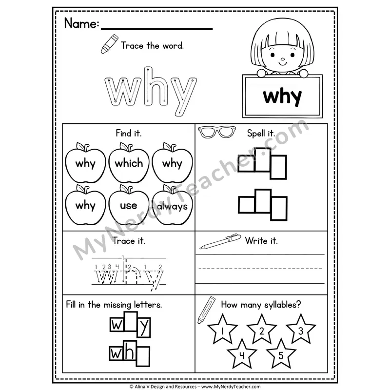 2nd Grade Sight Word Worksheet — Why