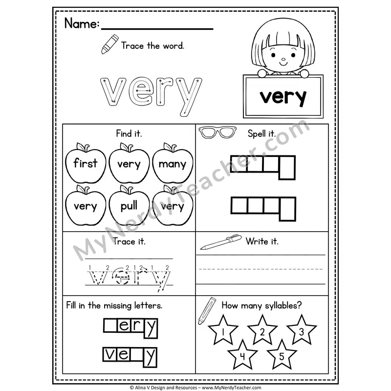 2nd Grade Sight Word Worksheet — Very