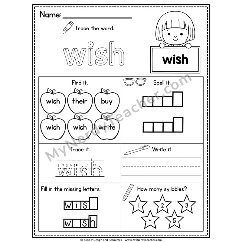 2nd Grade Sight Word Worksheet — Wish