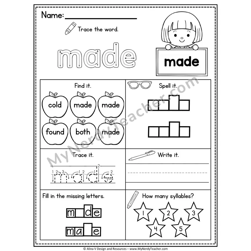 2nd Grade Sight Word Worksheet — Made
