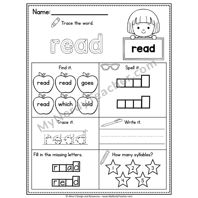 2nd Grade Sight Word Worksheet — Read
