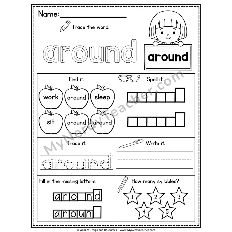 2nd Grade Sight Word Worksheet — Around